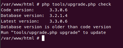 Un ejemplo de como ejecutar la comprobación de actualización de PHP en la línea de comandos.