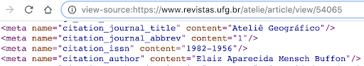 Metatags de origem HTML