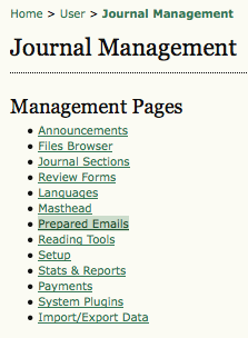 Management Pages: Prepared Email