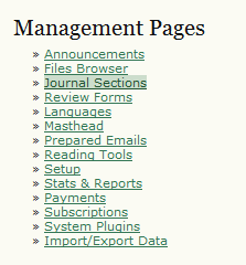 Management Pages: Journal Sections