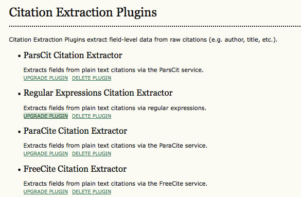Citation Extraction Plugins