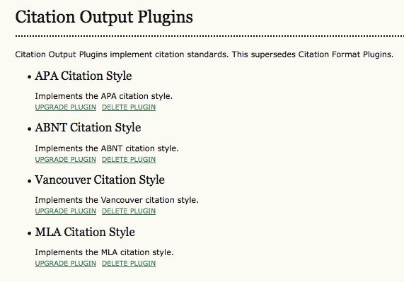 Citation Output Plugins