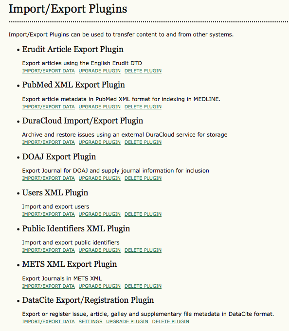 Import/Export Plugins