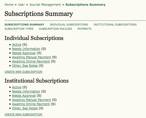Subscriptions Summary