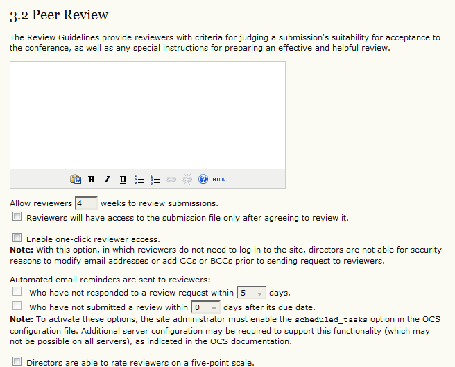 3.2 Peer Review menu with an empty text box.