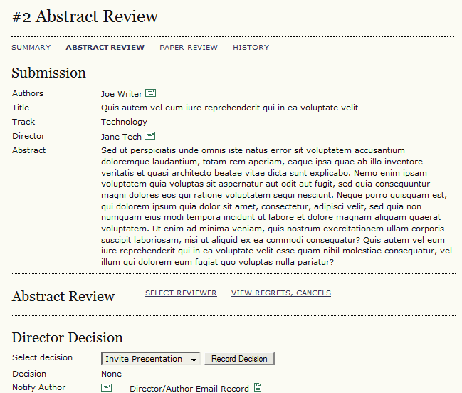 #2 Abstract Review page with submission metadata.