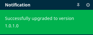 Notification: Successfully upgraded to version 1.0.1.0.