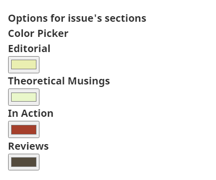 Colour selection by issue section in the Immersion theme.