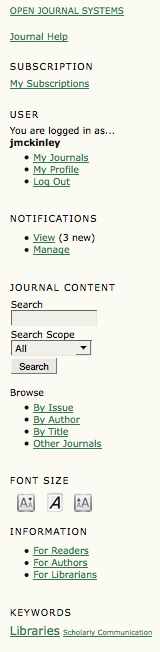 A Journal's Sidebar