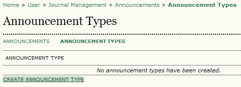 Create Announcement Type
