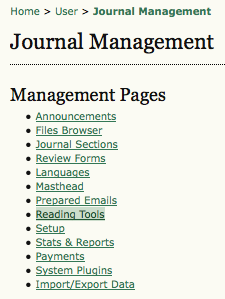 Journal Management Page: Reading Tools