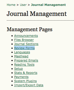 Management Pages: Review Forms