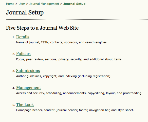 Journal Setup