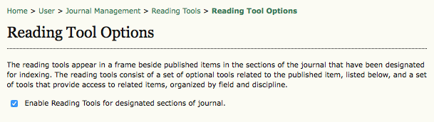 Enable Reading Tool Options
