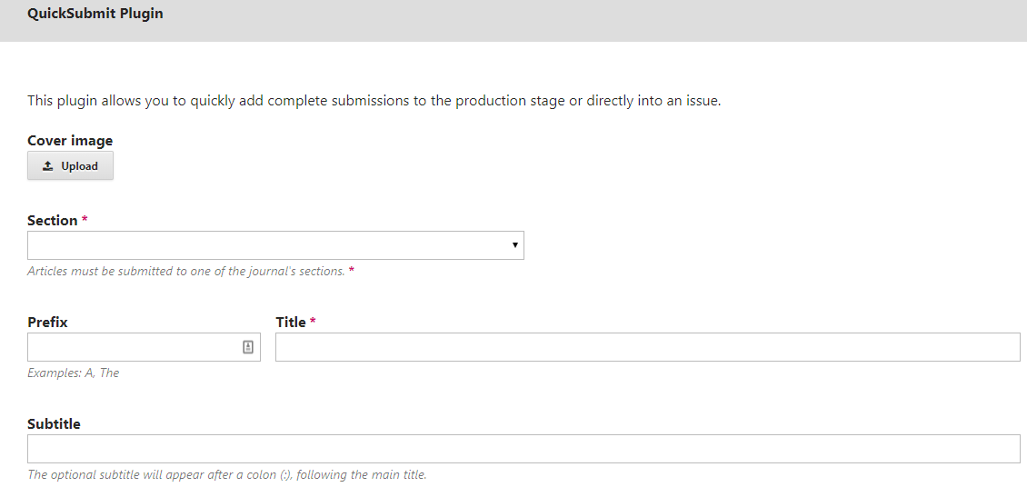 Submission form on QuickSubmit.