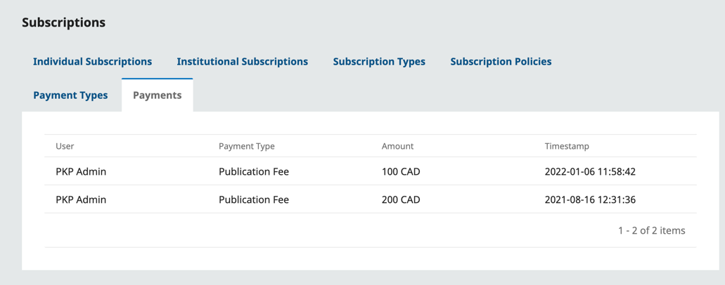 A sample individual subscription with the "Awaiting Manual Payment" status.