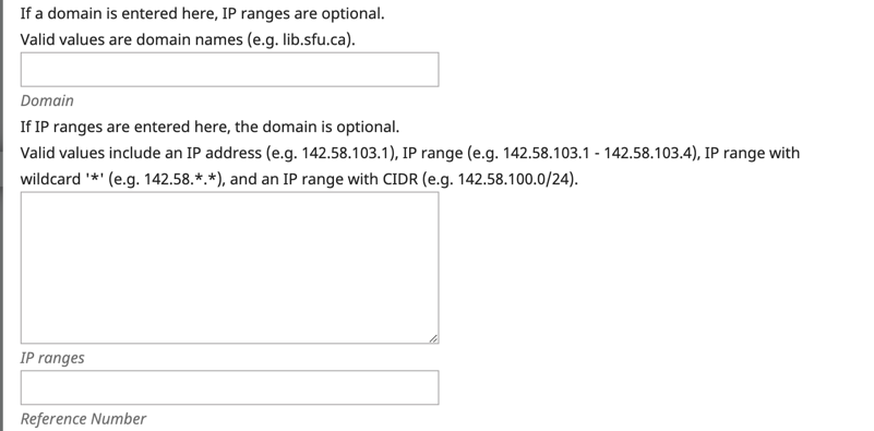 O campo do IP varia onde os intervalos de IP são inseridos.