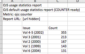 Results in .csv format returned from the above custom report.