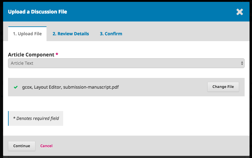 Step 1 of uploading galley file in discussion- uploading file.