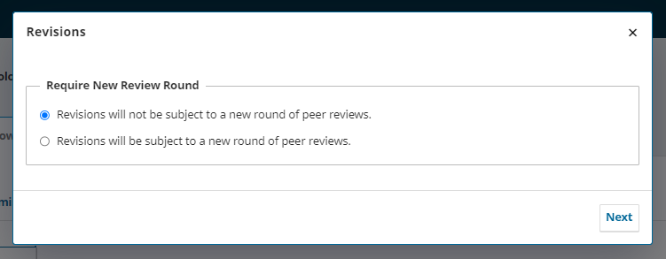 Request revisions new round of review selection.