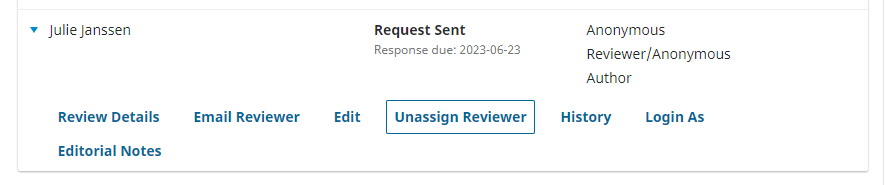 The Unassign  Reviewer option in the expanded Reviewer options.
