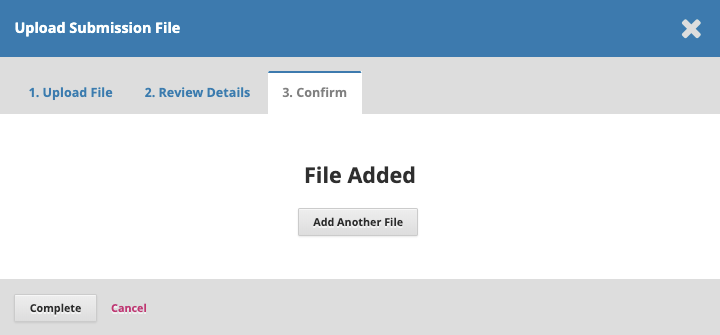 The "Add Another File" button used for supplemental files.