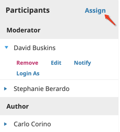 The "Assign" button found next to the participants list.